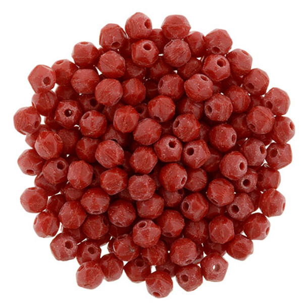 Czech Glass English Cut Beads MATTE OPAQUE RED 3mm