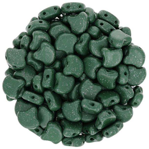 Ginkgo Beads 2-Hole Czech Glass STARDANCE - HUNTER GREEN