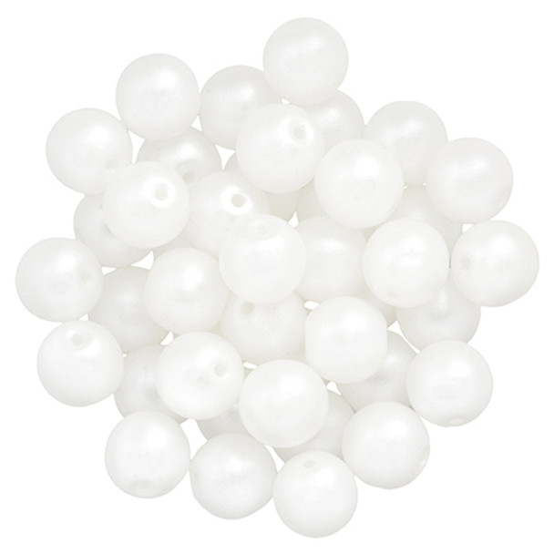 Czech Glass Pearls 6mm Round SNOW