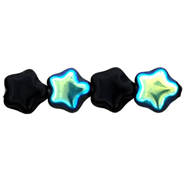 Star Czech Glass Beads 6mm JET AB