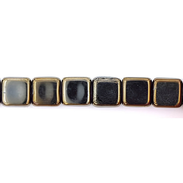 Flat Square Czech Glass Beads 6mm IRIS BROWN