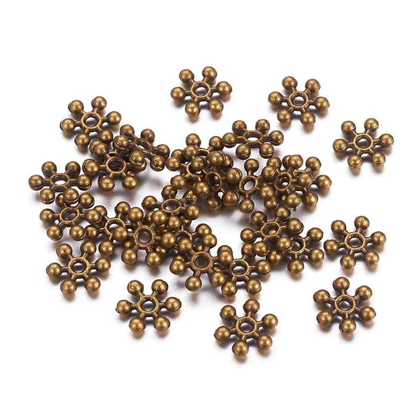 TIBETAN STYLE SNOWFLAKE BEAD SPACERS Antique Bronze Plated