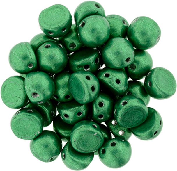 2-Hole Cabochon Beads 7mm CzechMates SATURATED METALLIC LUSH MEADOW