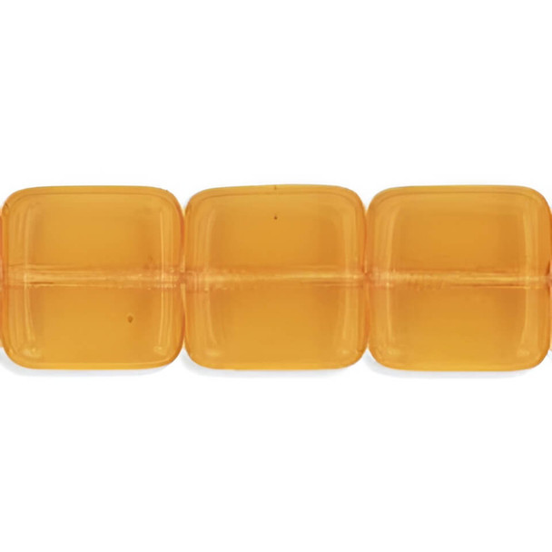 Flat Square Czech Glass Beads 9mm TOPAZ