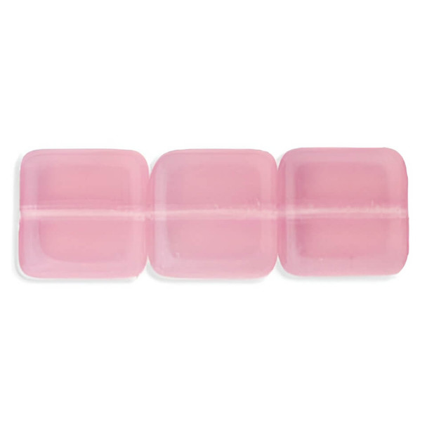 Flat Square Czech Glass Beads 9mm MILKY PINK