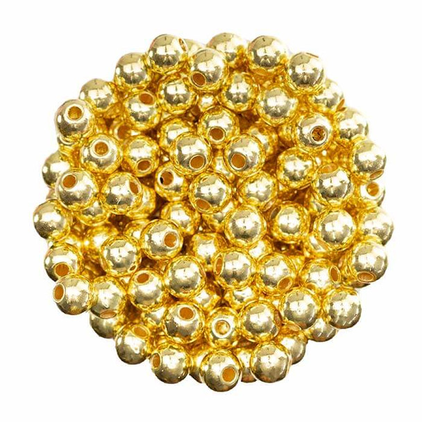 ROUND ACRYLIC BEADS 6mm Gold Plated