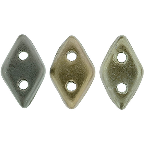 2-Hole Diamond Beads 4x6.5mm CzechMates MATTE METALLIC LEATHER