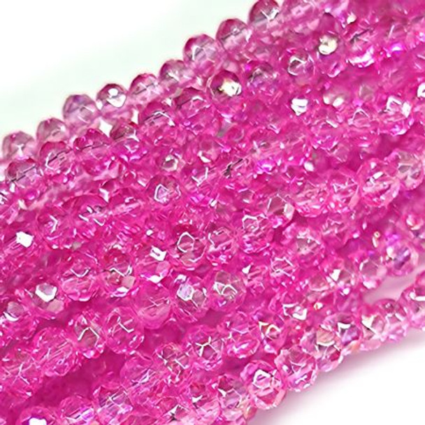 Chinese Crystal Rondelle Beads 3x2mm ROSE PINK IRIS