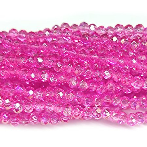 Chinese Crystal Rondelles 3x2mm ROSE PINK IRIS