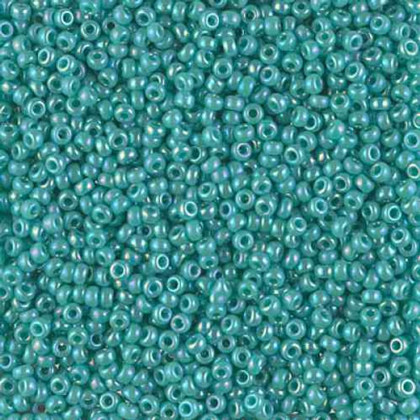 SIZE-8 #481 OPAQUE TURQUOISE GREEN AB Miyuki Round Seed Beads