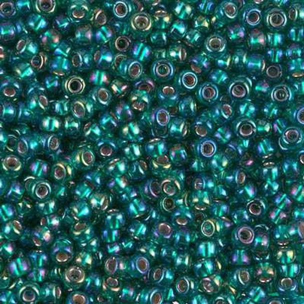 SIZE-8 #1017 SILVER LINED EMERALD AB Miyuki Round Seed Beads