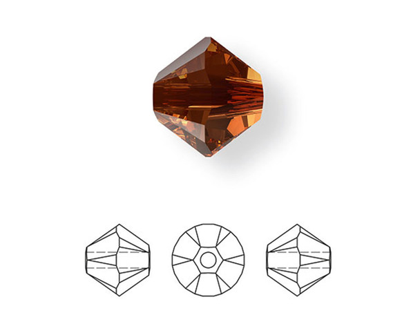 ELITE Eureka Bicones  5mm SMOKED AMBER