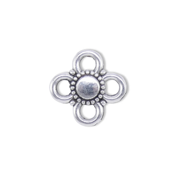 Link FOUR PETAL FLOWER CONNECTOR 10mm Antique Silver Plated