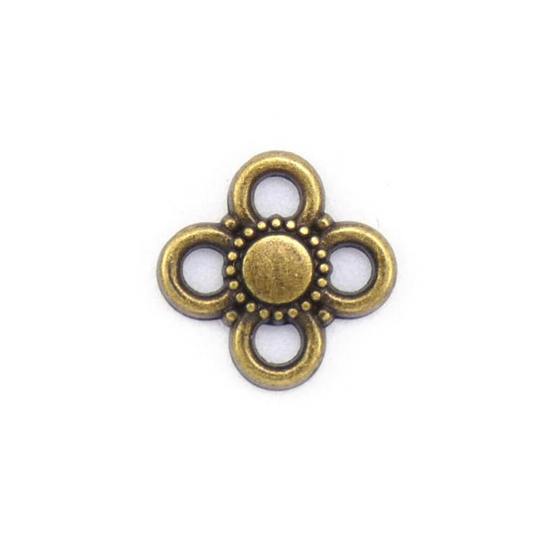 Link FOUR PETAL FLOWER CONNECTOR 10mm Antique Brass Plated