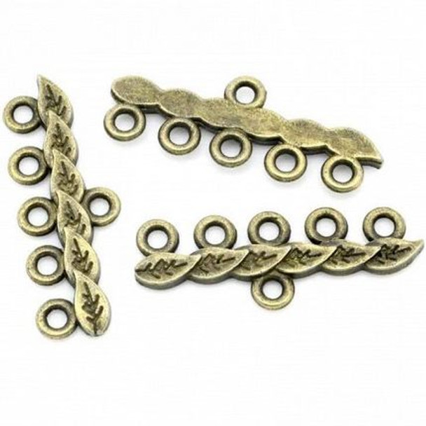 Link 5 STRANDS LEAF CONNECTOR 28x10mm Antique Bronze Plated