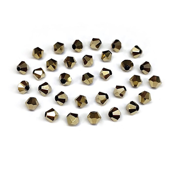 Krakovski Crystal Bicone Beads 4mm METALLIC LT. GOLD