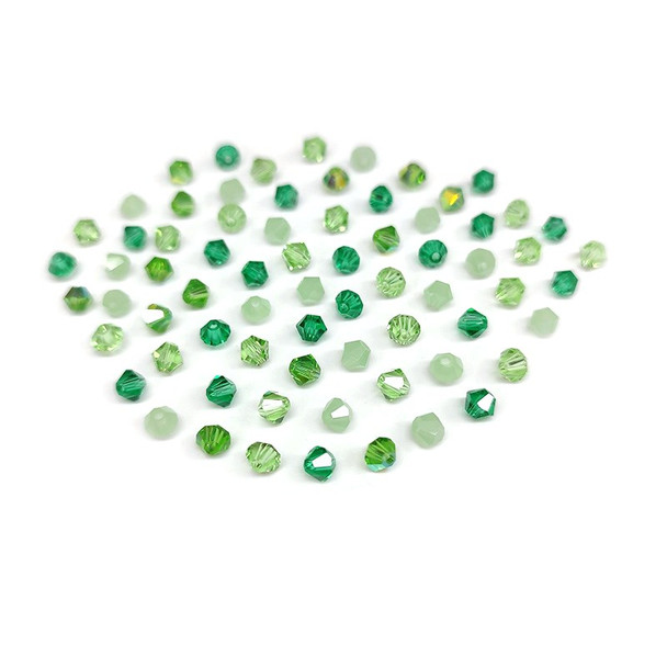 Krakovski Crystal Bicone Beads 4mm GREEN GODDESS MIX