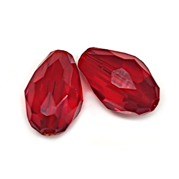 Eureka BASICS Faceted Teardrop Glass Beads SIAM 12x8mm (Pack of 20) faceted red drops