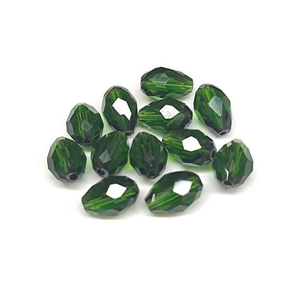 Eureka BASICS Faceted Teardrop Glass Beads EMERALD 12x8mm (Pack of 20)