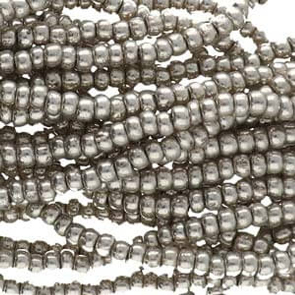 Preciosa Czech Glass Seed Beads 11/0 METALLIC DK. SILVER (6 String Hank)