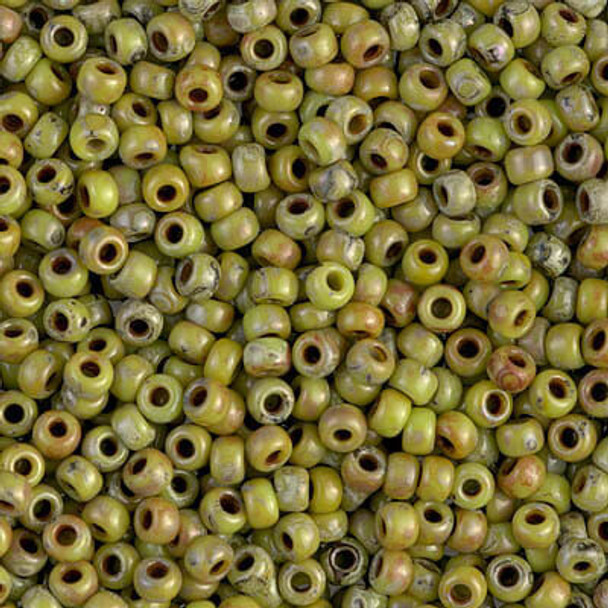 Miyuki ROUND 8/0 Seed Beads OPAQUE CHARTREUSE PICASSO