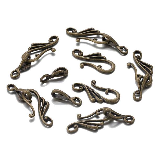 Ancient Style Metal Hook Clasp 25mm Antique Bronze