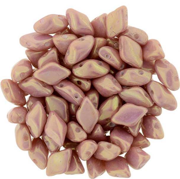 2-Hole GEMDUO 8x5mm Czech Glass Beads LUSTER OPAQUE PINK