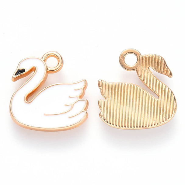 Charm-SWAN-14x14mm Gold Plated