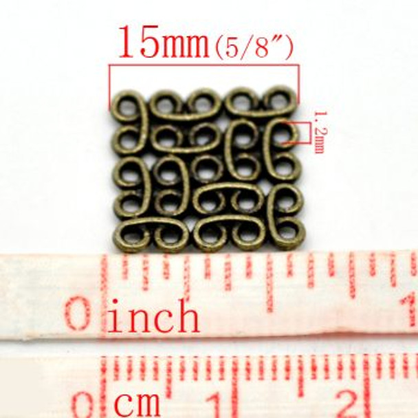 Link SQUARE FLOWER CONNECTOR 15mm Antique Bronze