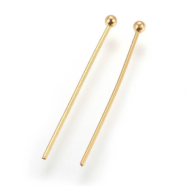 HEAD PIN 23 Gauge 1" w/1.8mm Ball Gold Plated (Pack of 20)