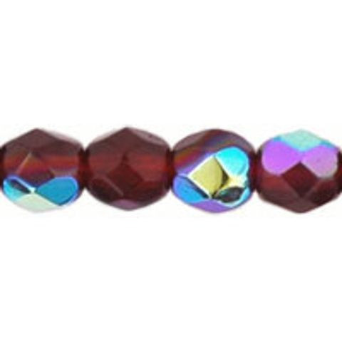 Czech Glass FIREPOLISH Beads 4mm RUBY AB