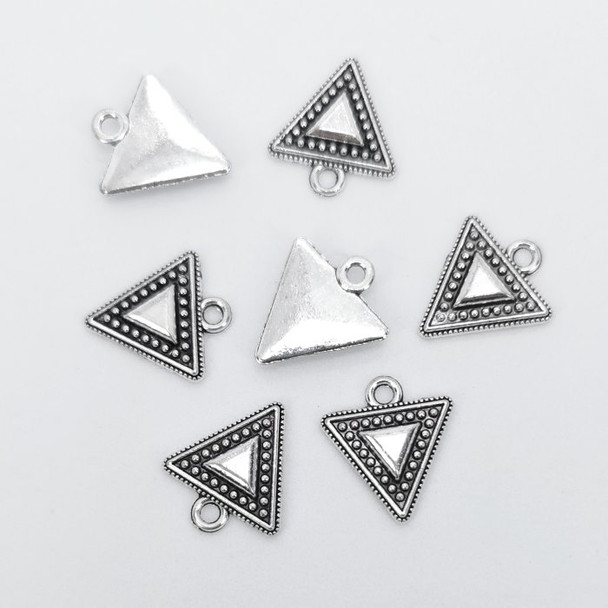 Antique Silver Plated Charm-TRIANGLE-14x12mm