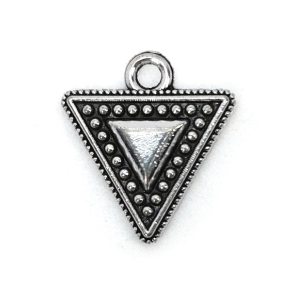 Charm-TRIANGLE-14x12mm Antique Silver Plated