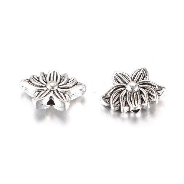 LOTUS BEAD Antique Silver Plated 12x8.5mm