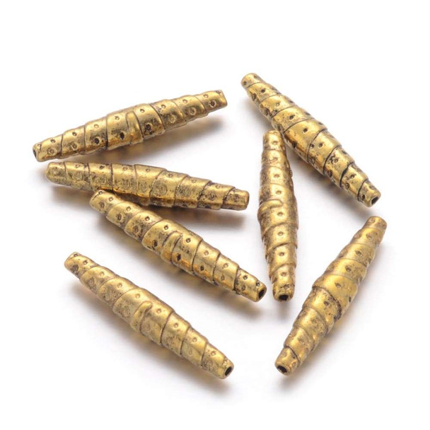 Oblong Metal Tube Bead Antique Gold 25mm