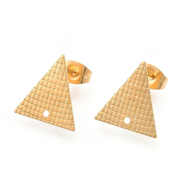 TRIANGLE EARRING POSTS 13mm Gold Plated