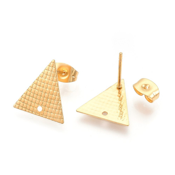 TRIANGLE EARRING POSTS Gold Plated 13mm