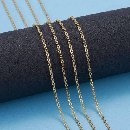 Flat Oval Cable Chain 2.5mm GOLD Stainless Steel