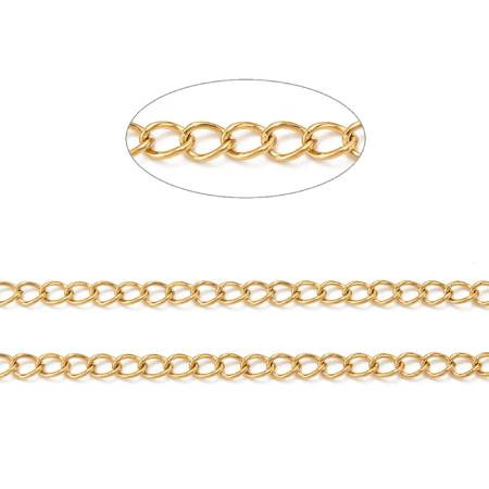 GOLD Plated STainless Steel By The Foot Twisted Oval Curb Chain 4mm