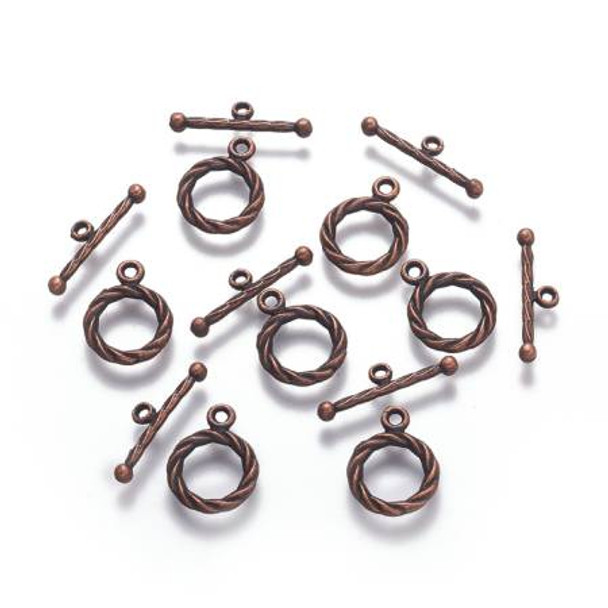 Antique Copper Plated-TOGGLE CLASP-Round 11mm