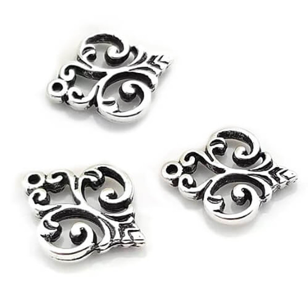 FILIGREE GOTHIC STYLE CONNECTOR 16x13mm Antique Silver