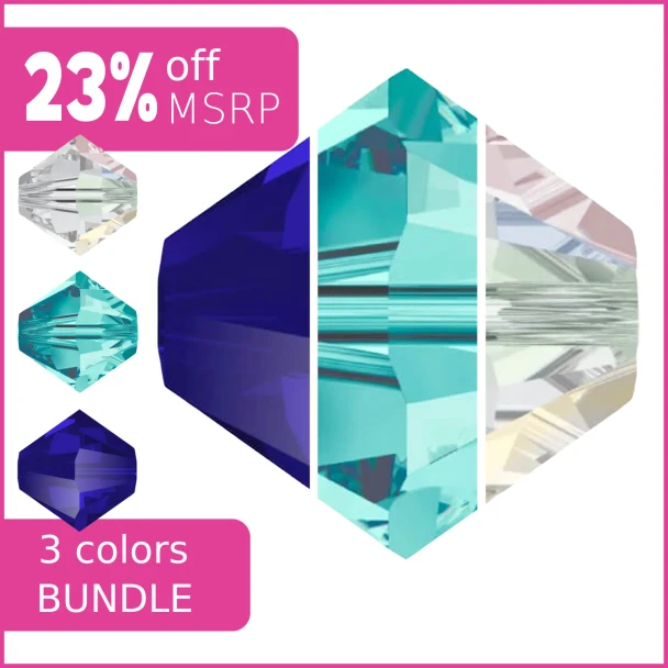 Blue Morpho Swarovski Crystal 4mm Bicones Bundle