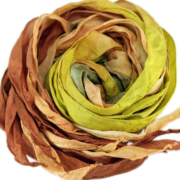 Hand-Dyed SILK RIBBON - MOSSY FOREST