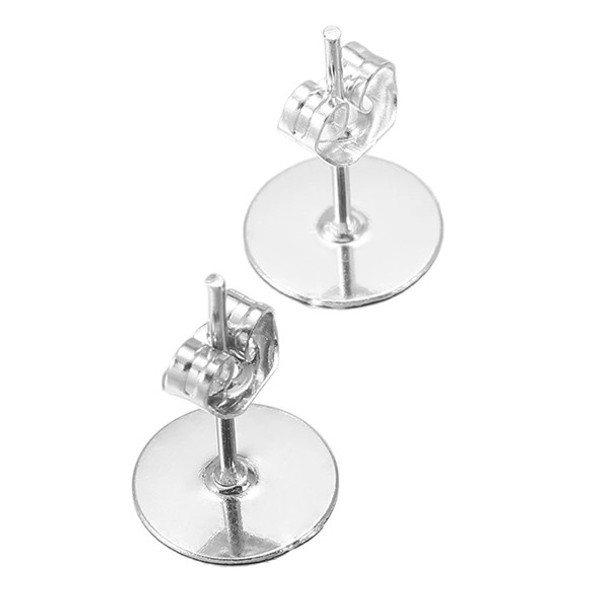 EARRING POST FINDING 6x12mm Flat Glue On Pad Stainless Steel