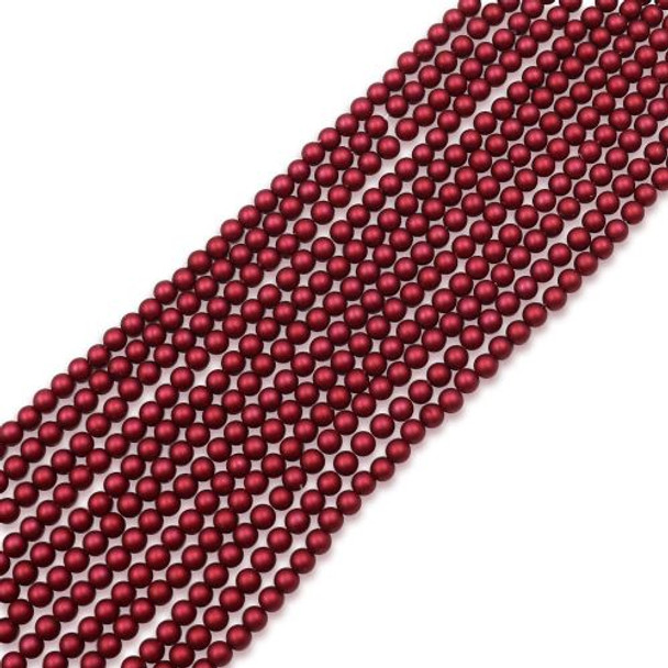 Krakovski Crystal Round Pearl beads 4mm crimson RED (Strand of 100)