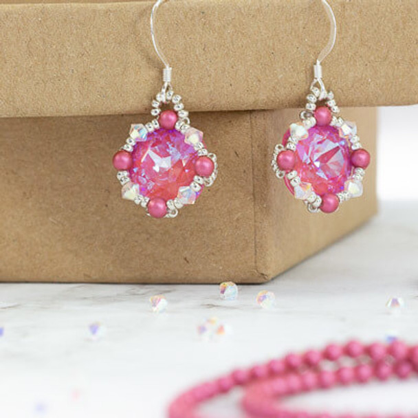 Winter Berry earrings with Swarovski crystal cushion stones