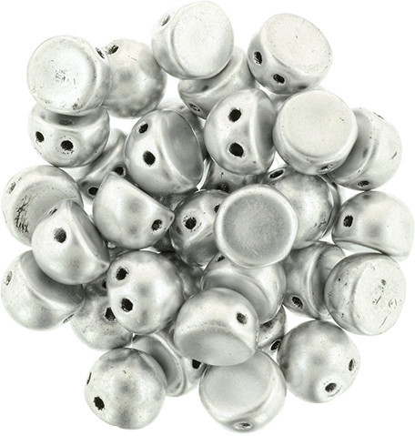 2-Hole Cabochon Beads MATTE METALLIC SILVER