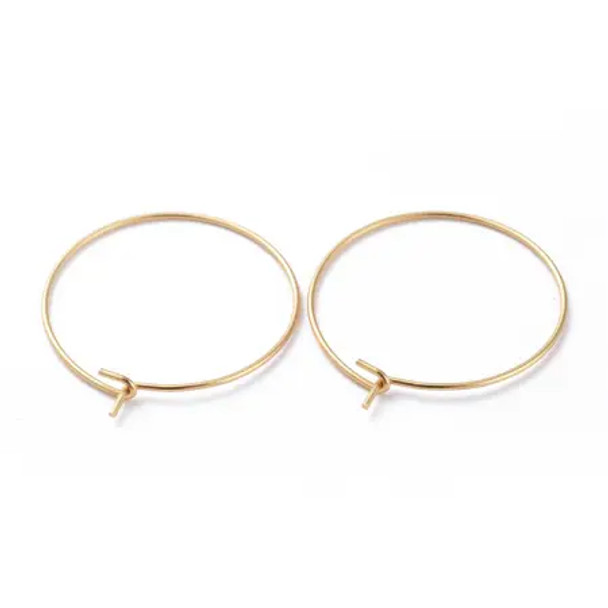 Stainless Steel Hoops Gold 25mm for Earrings or Wine Glass Markers