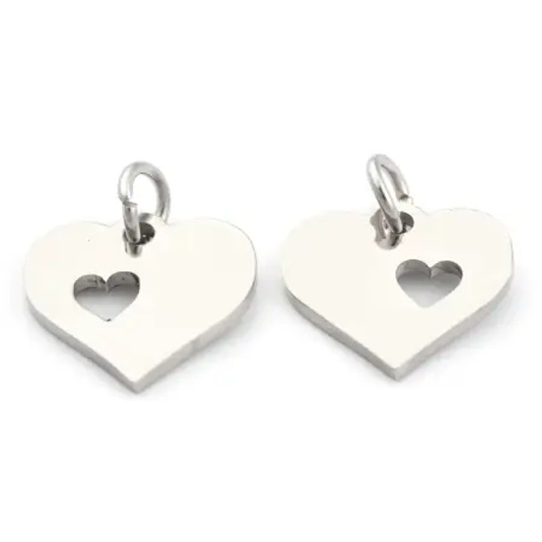 Charm-HEART-12mm Stainless Steel