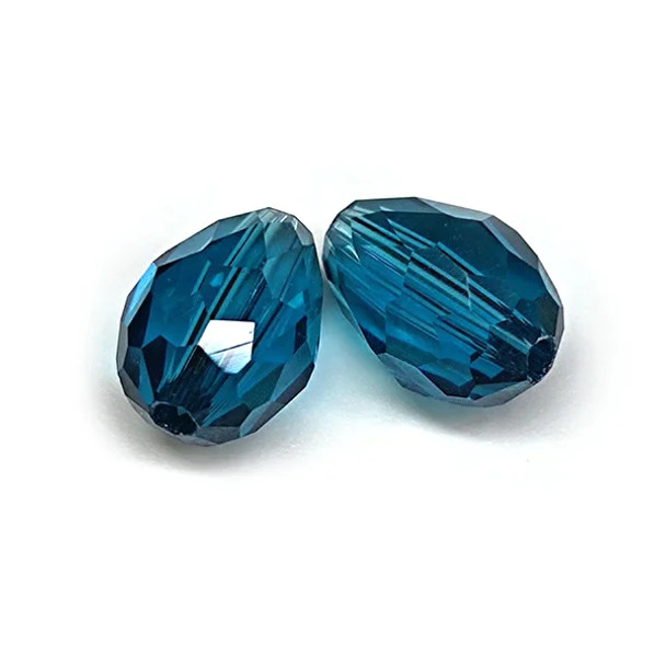 Eureka BASICS Faceted Teardrop Glass Beads PEACOCK BLUE 12x8mm (Pack of 20)